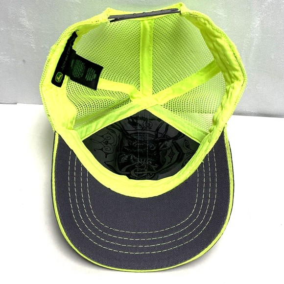 John Deere Toddler Gray Florescent Green Mesh Farmer SnapBack  Adjustable Hat - Picture 6 of 8